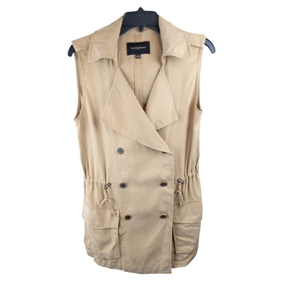 Banana Republic Drapey Vest Camel Tan Sz Small Toggle Draw String Beige Pockets - Picture 1 of 6